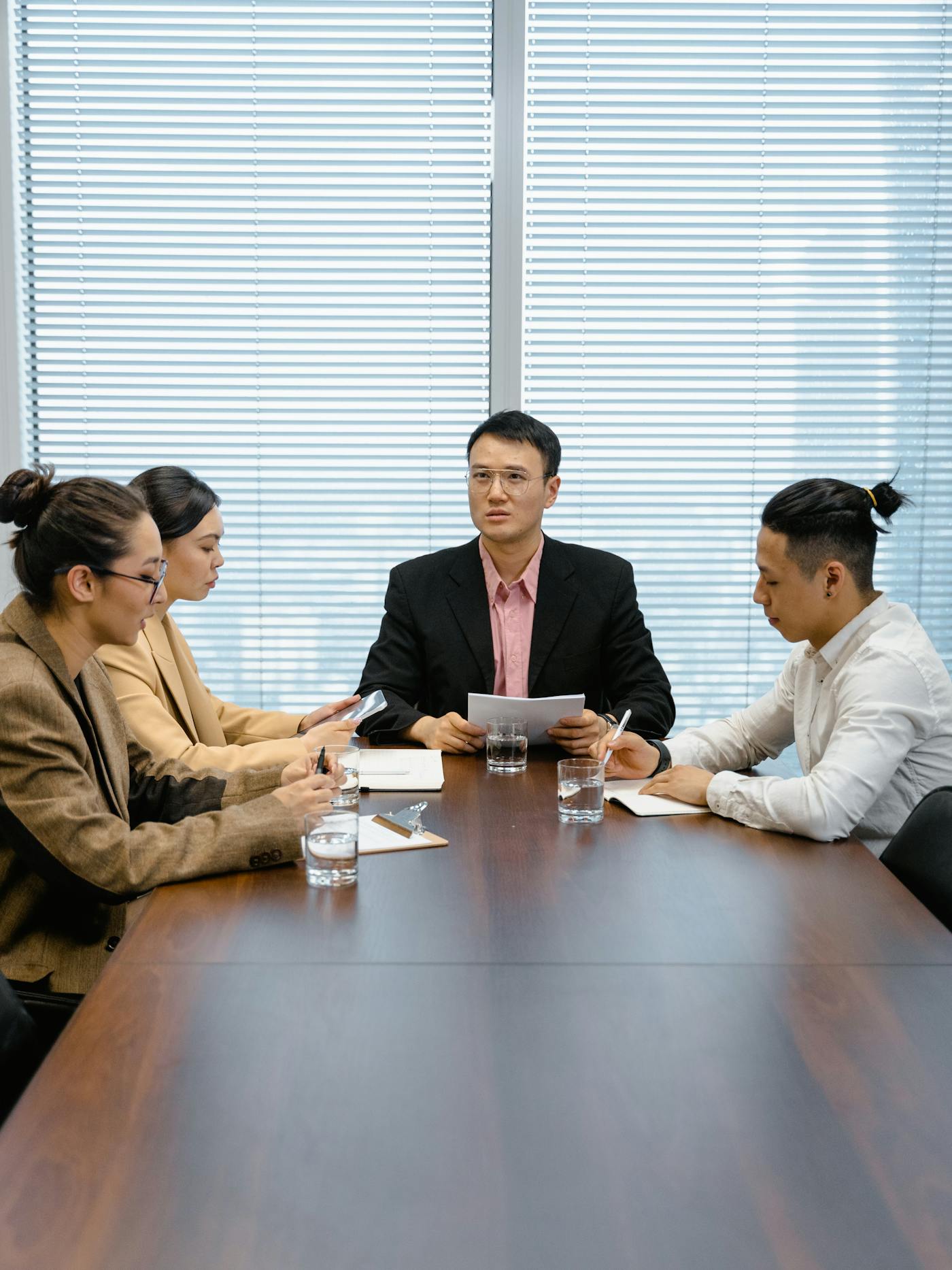 Professional boardroom training discussion